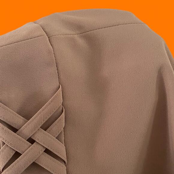 90's vintage beige khaki high waisted bodycon mini skirt Size 7 star city - Picture 6 of 6